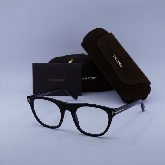 Tom Ford FT5895-B 001 Eyeglasses Black with Clip-On 51mm Square Frame - Picture 1 of 10